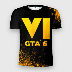 Футболка спортивная мужская GTA 6 - gold gradient, цвет: 3D-принт