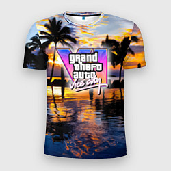 Футболка спортивная мужская Grand theft auto 6 vice city, цвет: 3D-принт