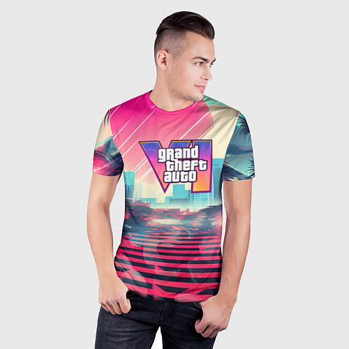 Мужская спорт-футболка GTA 6 retro abstract / 3D-принт – фото 3