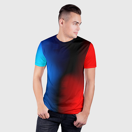 Мужская спорт-футболка Неоновый градиент краски / 3D-принт – фото 3