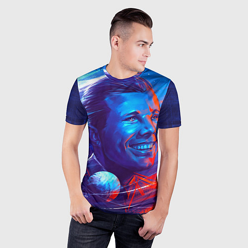 Мужская спорт-футболка Улыбка Гагарина / 3D-принт – фото 3