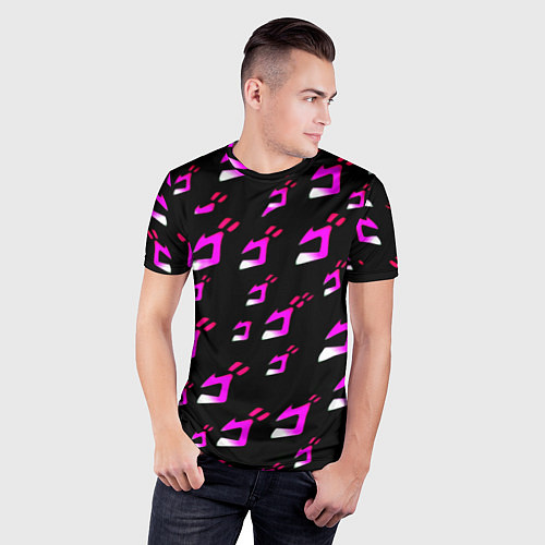Мужская спорт-футболка JoJos Bizarre neon pattern logo / 3D-принт – фото 3