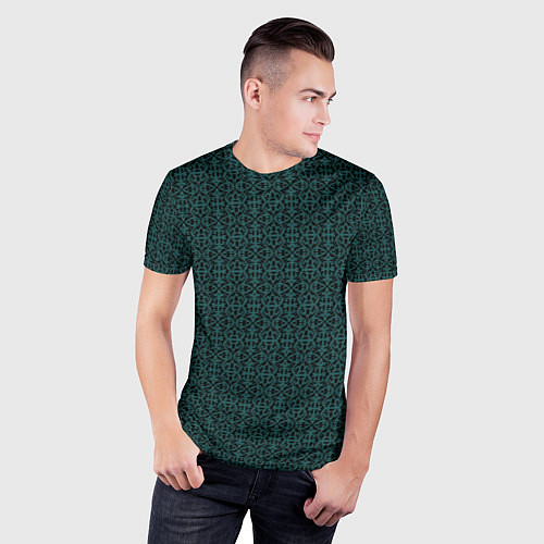 Мужская спорт-футболка Ажурный тёмно-зелёный / 3D-принт – фото 3