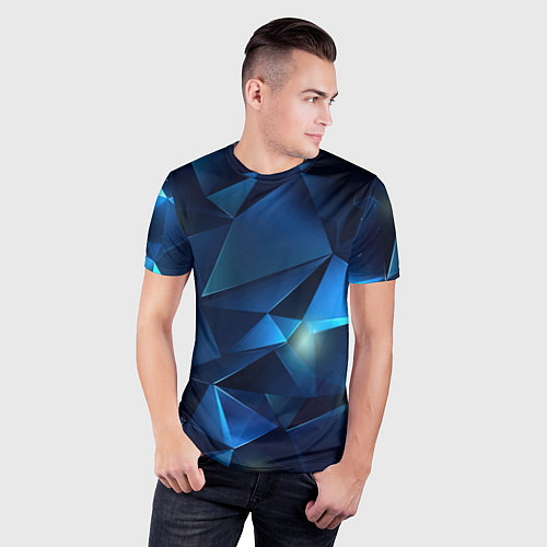Мужская спорт-футболка Синяя геометрическая абстракция / 3D-принт – фото 3