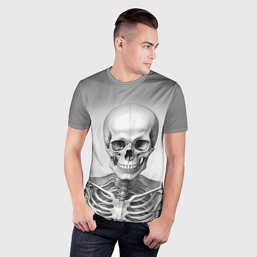 Мужская спорт-футболка Скелет черно белый / 3D-принт – фото 3