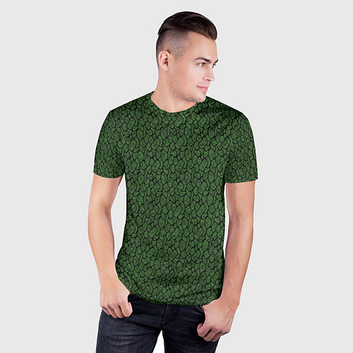 Мужская спорт-футболка Тёмно-зелёный паттерн / 3D-принт – фото 3
