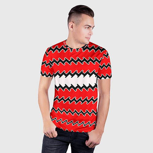Мужская спорт-футболка White and red stripes / 3D-принт – фото 3