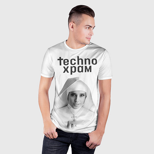 Мужская спорт-футболка Techno храм монашка улыбается / 3D-принт – фото 3