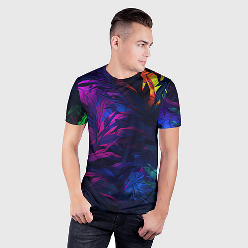 Мужская спорт-футболка Абстрактный камуфляж в кислотных абстрактных пятна / 3D-принт – фото 3