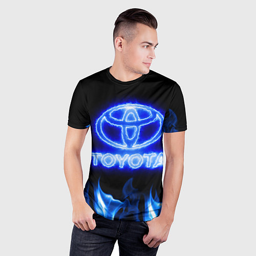 Мужская спорт-футболка Toyota neon fire / 3D-принт – фото 3