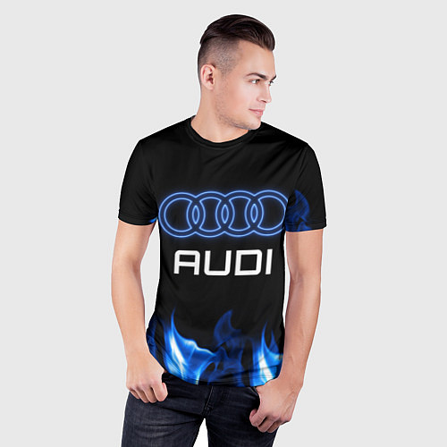 Мужская спорт-футболка Audi neon art / 3D-принт – фото 3