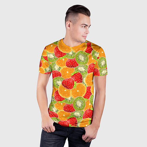 Мужская спорт-футболка Сочные фрукты и ягоды / 3D-принт – фото 3