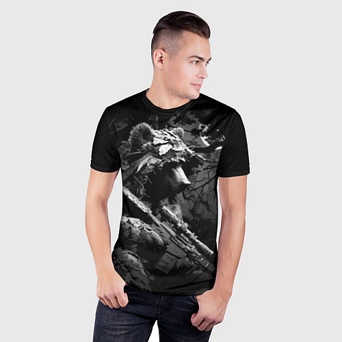 Мужская спорт-футболка Медведь ночной снайпер / 3D-принт – фото 3