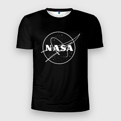 Футболка спортивная мужская NASA белое лого, цвет: 3D-принт