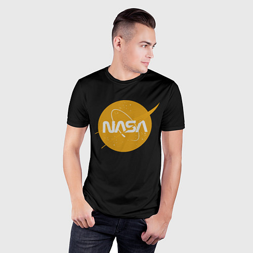 Мужская спорт-футболка NASA yellow logo / 3D-принт – фото 3