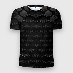 Футболка спортивная мужская Чёрные текстуры соты, цвет: 3D-принт