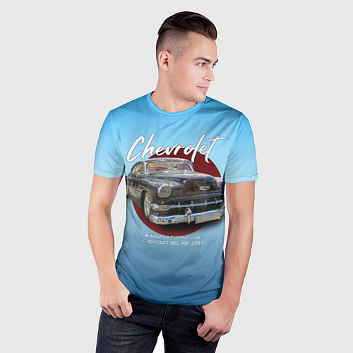 Мужская спорт-футболка Американский классический автомобиль Chevrolet Bel / 3D-принт – фото 3