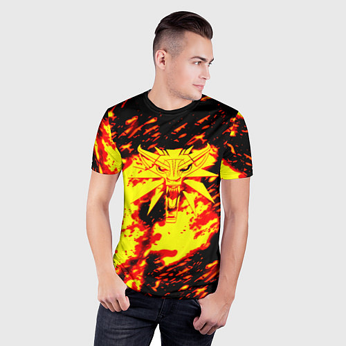 Мужская спорт-футболка Ведьмак огненное лого / 3D-принт – фото 3
