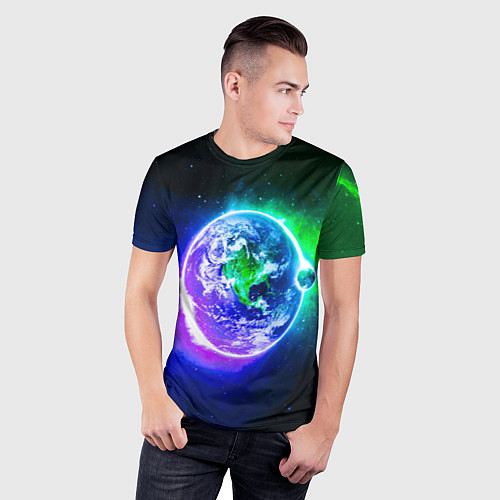 Мужская спорт-футболка Космическая земля / 3D-принт – фото 3