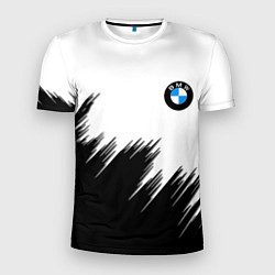 Футболка спортивная мужская BMW чёрные штрихи текстура, цвет: 3D-принт
