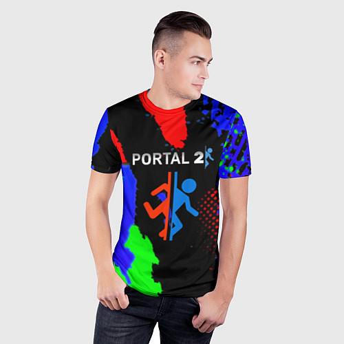 Мужская спорт-футболка Portal 2 краски сочные текстура / 3D-принт – фото 3