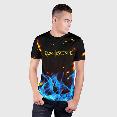 Мужская спорт-футболка Evanescence огонь рок группа / 3D-принт – фото 3
