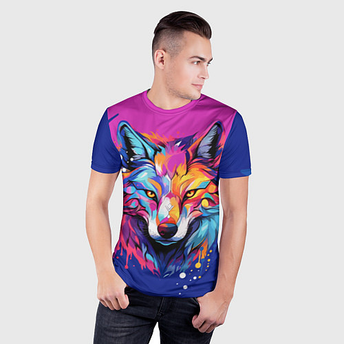 Мужская спорт-футболка Волк в стиле поп-арт / 3D-принт – фото 3