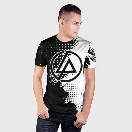 Мужская спорт-футболка Linkin park - черно-белая абстракция / 3D-принт – фото 3