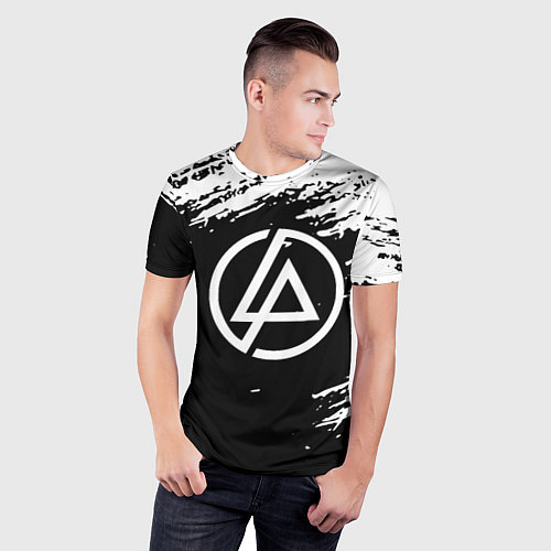 Мужская спорт-футболка Linkin Park - black and white / 3D-принт – фото 3