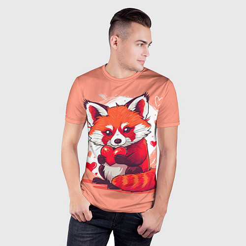 Мужская спорт-футболка Рыжая лисичка с сердцем / 3D-принт – фото 3