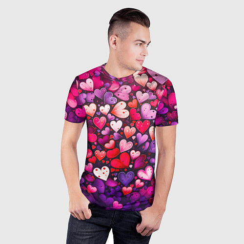 Мужская спорт-футболка Множество сердец / 3D-принт – фото 3