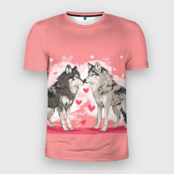 Футболка спортивная мужская Влюбленные волки 14 февраля, цвет: 3D-принт