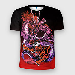 Футболка спортивная мужская Дракон и тигр в год дракона, цвет: 3D-принт