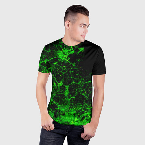 Мужская спорт-футболка Неоновый зеленый дым / 3D-принт – фото 3