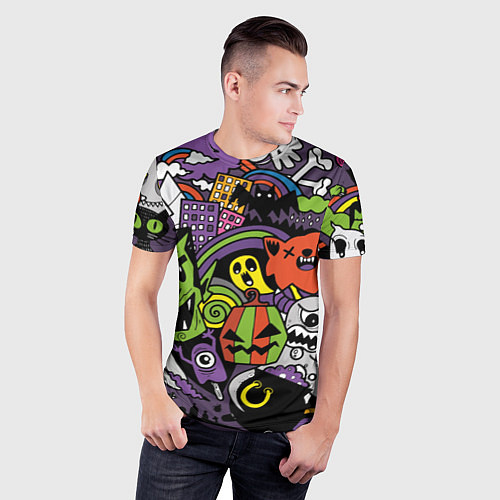 Мужская спорт-футболка Страшно веселые монстры / 3D-принт – фото 3