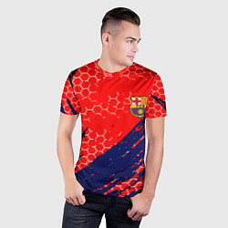 Футболка спортивная мужская Барселона спорт краски текстура, цвет: 3D-принт — фото 2
