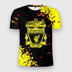 Футболка спортивная мужская Liverpool жёлтые краски текстура, цвет: 3D-принт