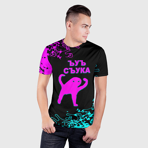 Мужская спорт-футболка Ъуъ съука неоновые краски / 3D-принт – фото 3