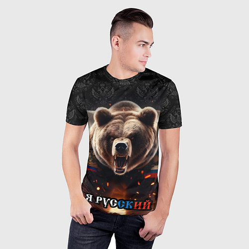 Мужская спорт-футболка Медведь я русский / 3D-принт – фото 3
