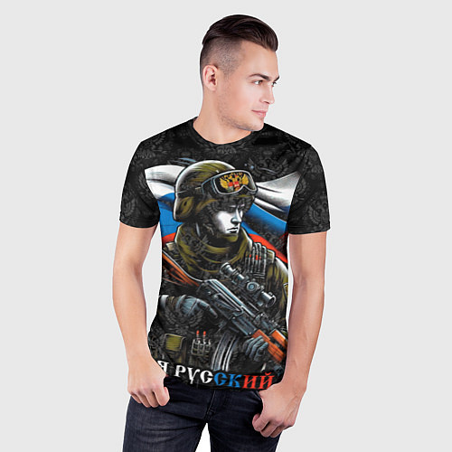 Мужская спорт-футболка Русский солдат патриот / 3D-принт – фото 3