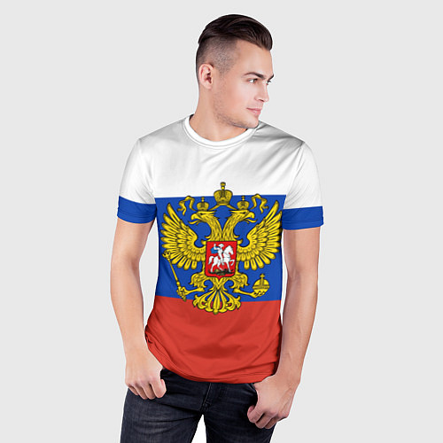 Мужская спорт-футболка Флаг России с гербом / 3D-принт – фото 3