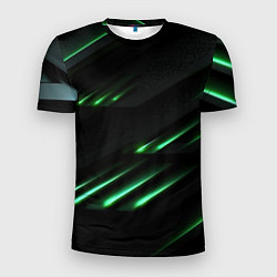 Мужская спорт-футболка Спортивный черно-зеленый стиль