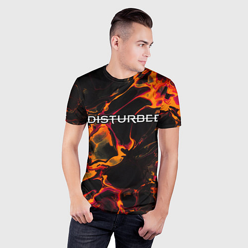 Мужская спорт-футболка Disturbed red lava / 3D-принт – фото 3