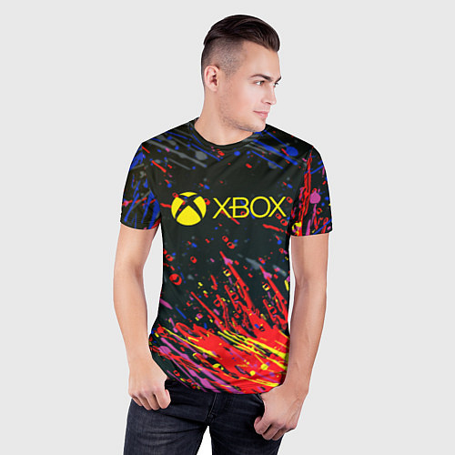 Мужская спорт-футболка Xbox краски текстура / 3D-принт – фото 3