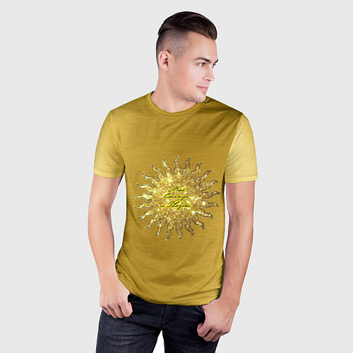 Мужская спорт-футболка Солнце моей жизни золото / 3D-принт – фото 3