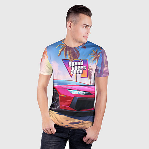 Мужская спорт-футболка GTA 6 logo auto style / 3D-принт – фото 3