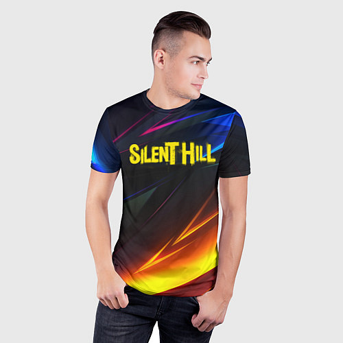 Мужская спорт-футболка Silent hill stripes neon / 3D-принт – фото 3