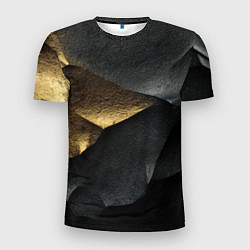 Мужская спорт-футболка Черная текстура с золотистым напылением