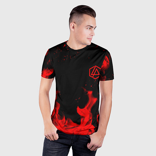 Мужская спорт-футболка Linkin Park красный огонь лого / 3D-принт – фото 3