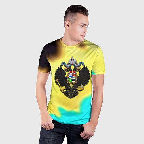 Мужская спорт-футболка Российская империя герб краски / 3D-принт – фото 3